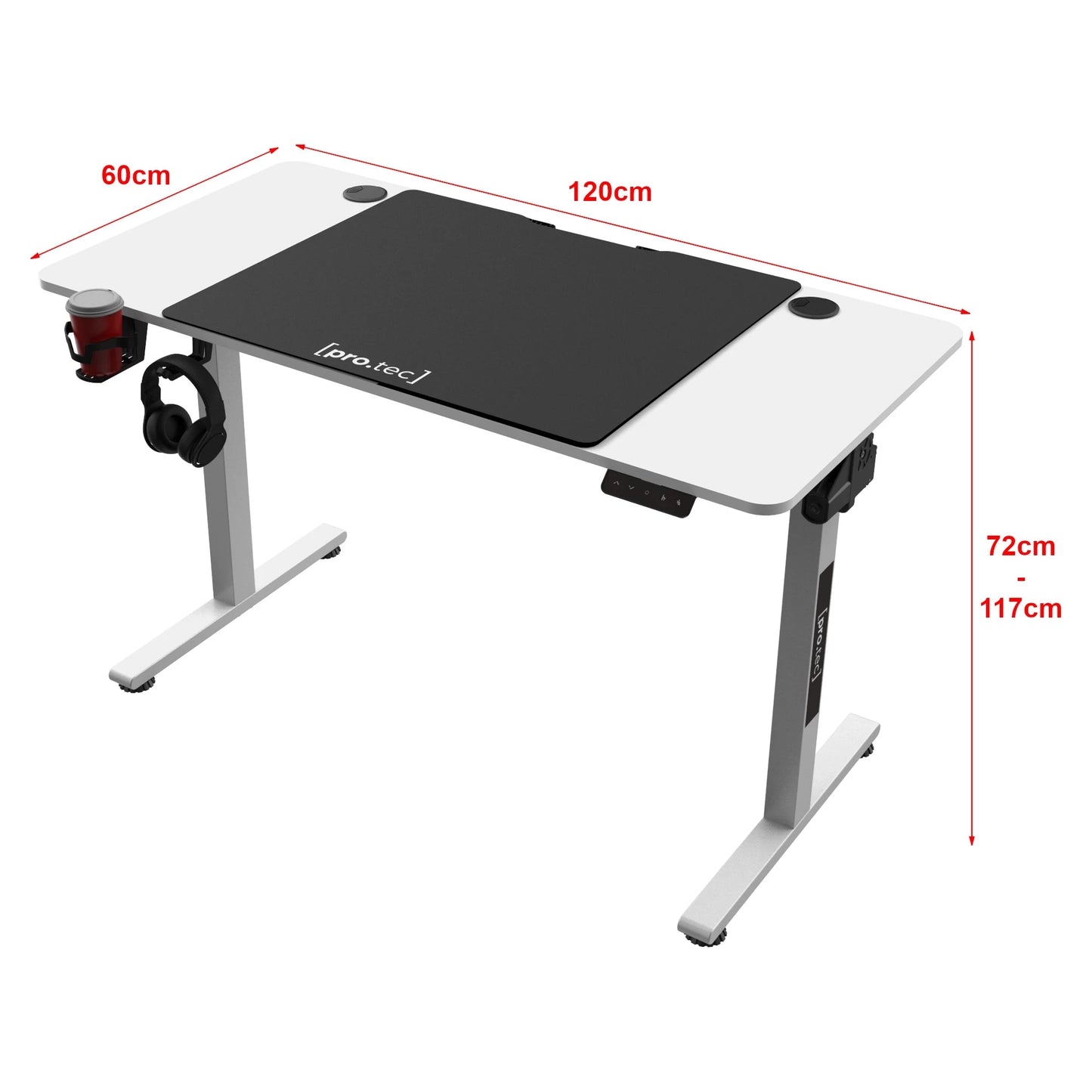 In And Outdoor Match Spelbureau Klasek - Zit/Sta - Elektrisch - 120x60x72-117 cm - Wit en Zwart - Spaanplaat en Staal Desk