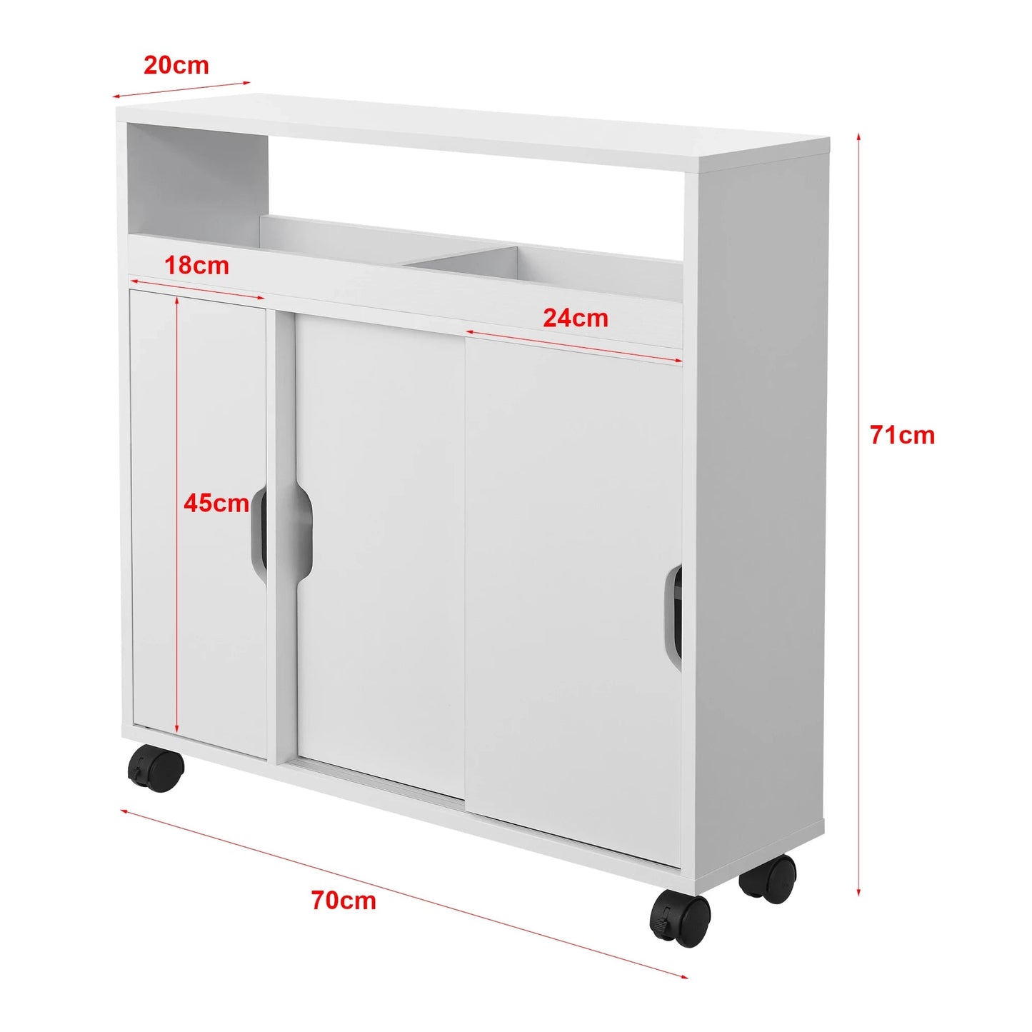 In And OutdoorMatch Badkamermeubel Polly - Niskast - Op wielen - 71x70x20 cm - Wit - Spaanplaat - Modern Design Badkamerkast