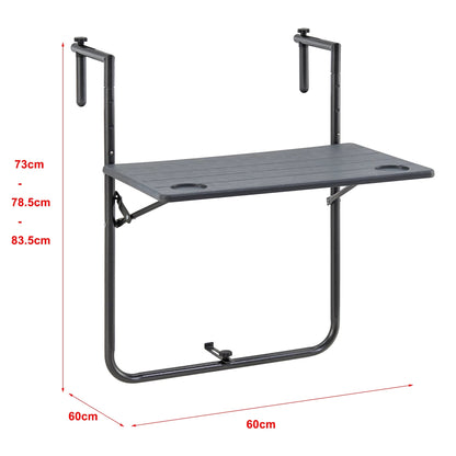 In And OutdoorMatch Balkontafel Genesis - Opvouwbaar - 83,5x60x60 cm - Donkergrijs - Staal en Stof - Stijlvolle uitstraling Garden Table