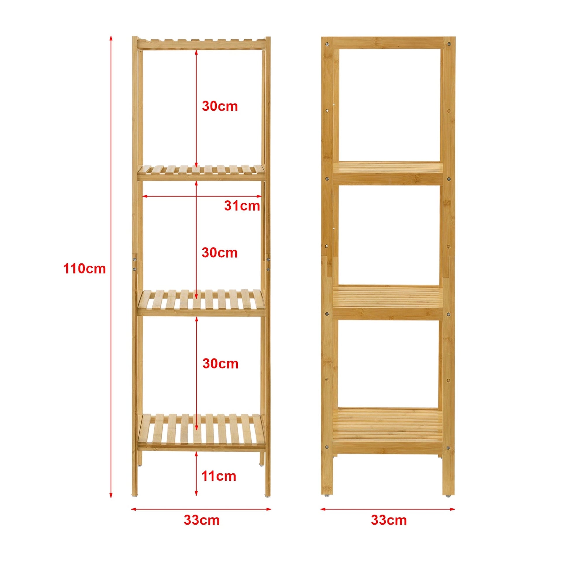 In And OutdoorMatch Bamboe Opbergrek Marcio - Staand Rek - Met 4 Planken - Minimalistisch Design storage rack