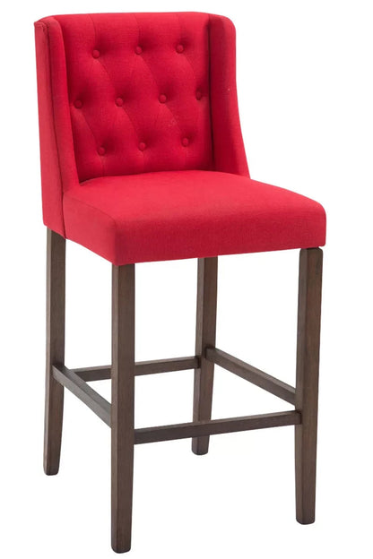 In And OutdoorMatch Barkruk Bastian - Rood - Luxe Design - Set van 1 - Voetensteun - 4-pootsframe - Voor keuken en bar - Gestoffeerde zitting Barkrukken / hocker