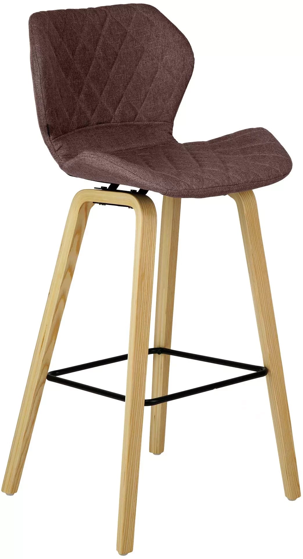 In And OutdoorMatch Barkruk Curt - Bruin hout - 80cm zithoogte Set van 1 - Voor keuken en bar - Met rugleuning - Ergonomische barstoelen Barkrukken / hocker