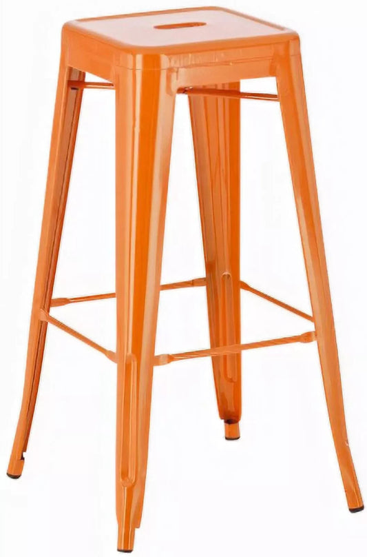 In And OutdoorMatch Barkruk Hanna - Zonder rugleuning - Set van 1 - Ergonomisch - Barstoelen voor keuken of kantine - Oranje - Metaal - Zithoogte 77cm Barkrukken / hocker