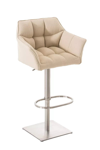 In And OutdoorMatch Barkruk Jeanette - Taupe - Kunstleer - Met rugleuning en armleuning - Ergonomisch - Set van 1 - In hoogte verstelbaar - Deluxe Barkrukken / hocker