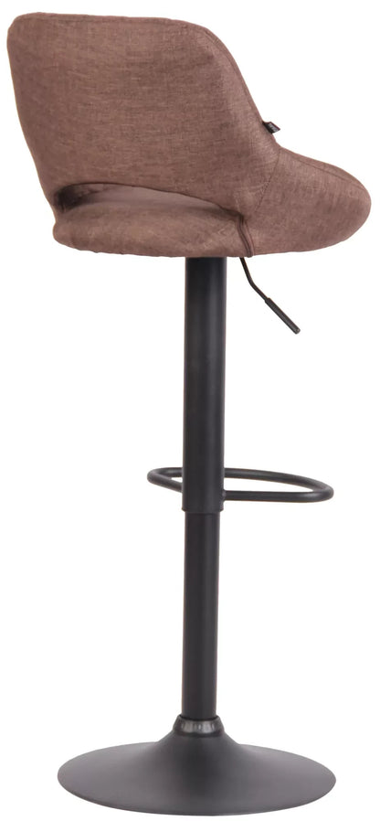 In And OutdoorMatch Barkruk Miza Bruin zwart - Stof - 60-81cm zithoogte - Ergonomische barstoelen - In hoogte verstelbaar - Set van 1 - Met rugleuning - Voor keuken en bar Barkrukken / hocker