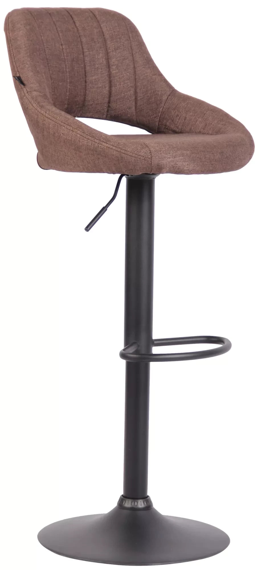 In And OutdoorMatch Barkruk Miza Bruin zwart - Stof - 60-81cm zithoogte - Ergonomische barstoelen - In hoogte verstelbaar - Set van 1 - Met rugleuning - Voor keuken en bar Barkrukken / hocker