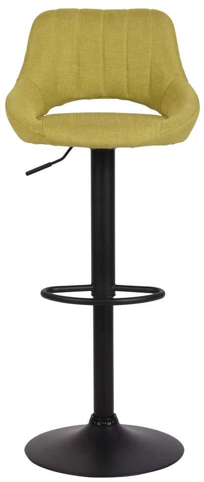 In And OutdoorMatch Barkruk Miza Geel zwart - Stof - 60-81cm zithoogte - Ergonomische barstoelen - In hoogte verstelbaar - Set van 1 - Met rugleuning - Voor keuken en bar Barkrukken / hocker