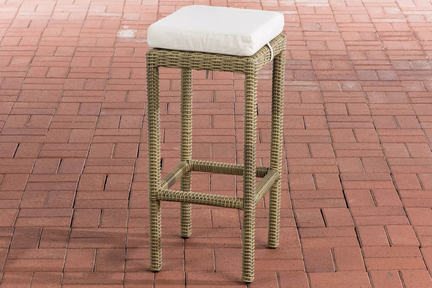 In And OutdoorMatch Barkruk Octavia - Rotan - roomwit/berken - Barstoelen buiten of keuken - Zonder rugleuning - Set van 1 - Rieten - Ergonomisch - 74cm hoog Barkrukken / hocker