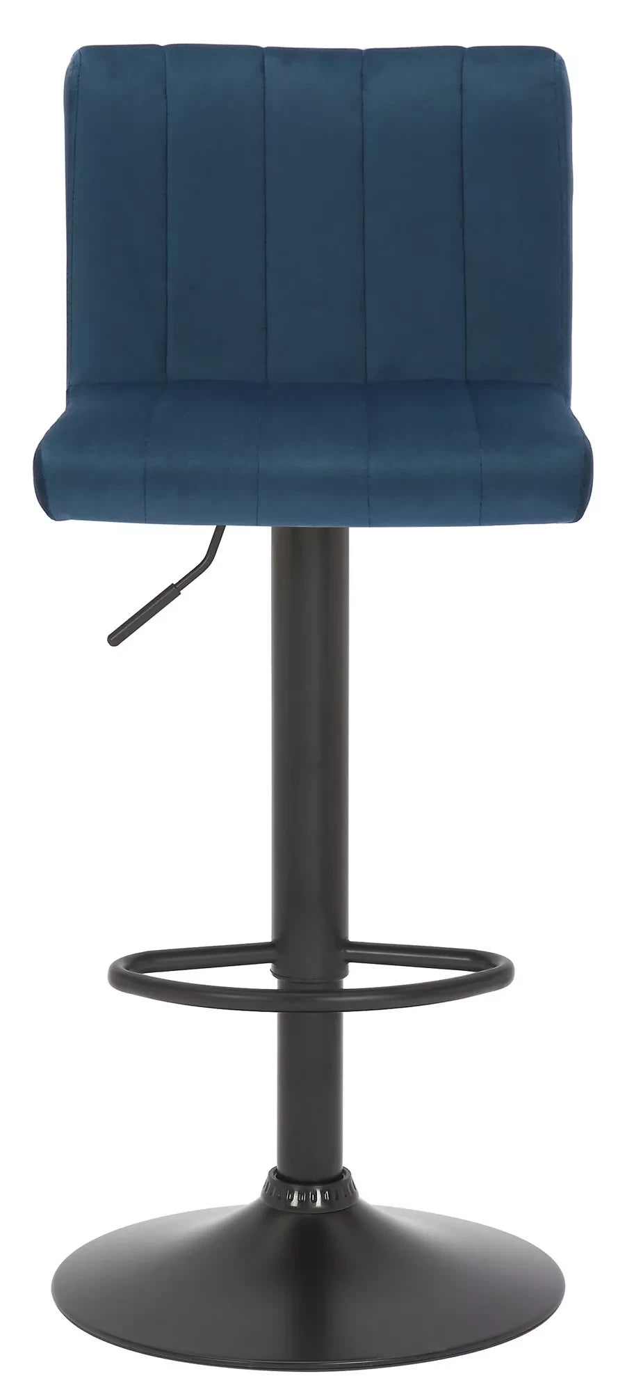 In And OutdoorMatch Barkruk Pat - Fluweel blauw - Zithoogte 62-83 cm - Met rugleuning - In hoogte verstelbaar - Set van 1 - Ergonomische - barstoelen - Keuken Barkrukken / hocker