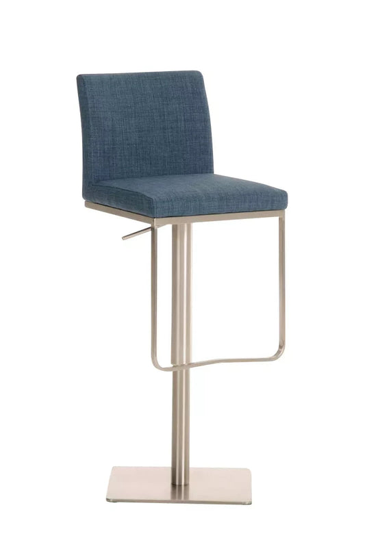 In And OutdoorMatch Barkruk Princess - Met rugleuning - Polyester - Set van 1 - Ergonomisch - Barstoelen voor keuken of kantine - Blauw - Zithoogte 58-82cm Barkrukken / hocker