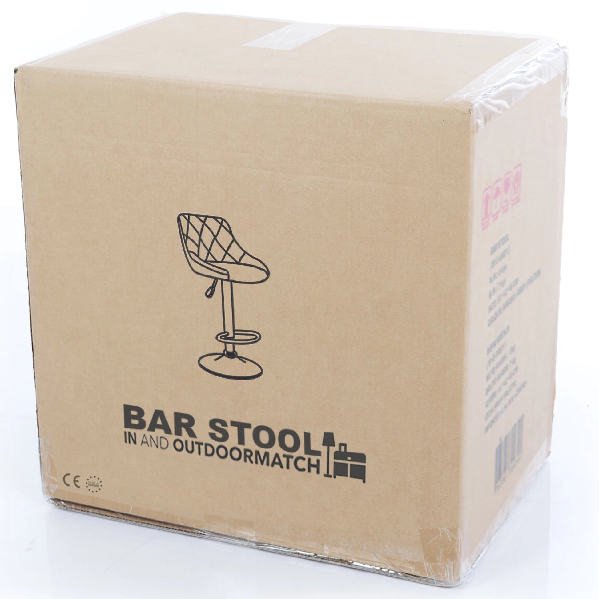 In And OutdoorMatch Barkruk Stone - Wit - Zithoogte 58-79 cm - Met rugleuning - In hoogte verstelbaar - Keuken en bar - Set van 1 - Ergonomische - barstoelen Barkrukken / hocker