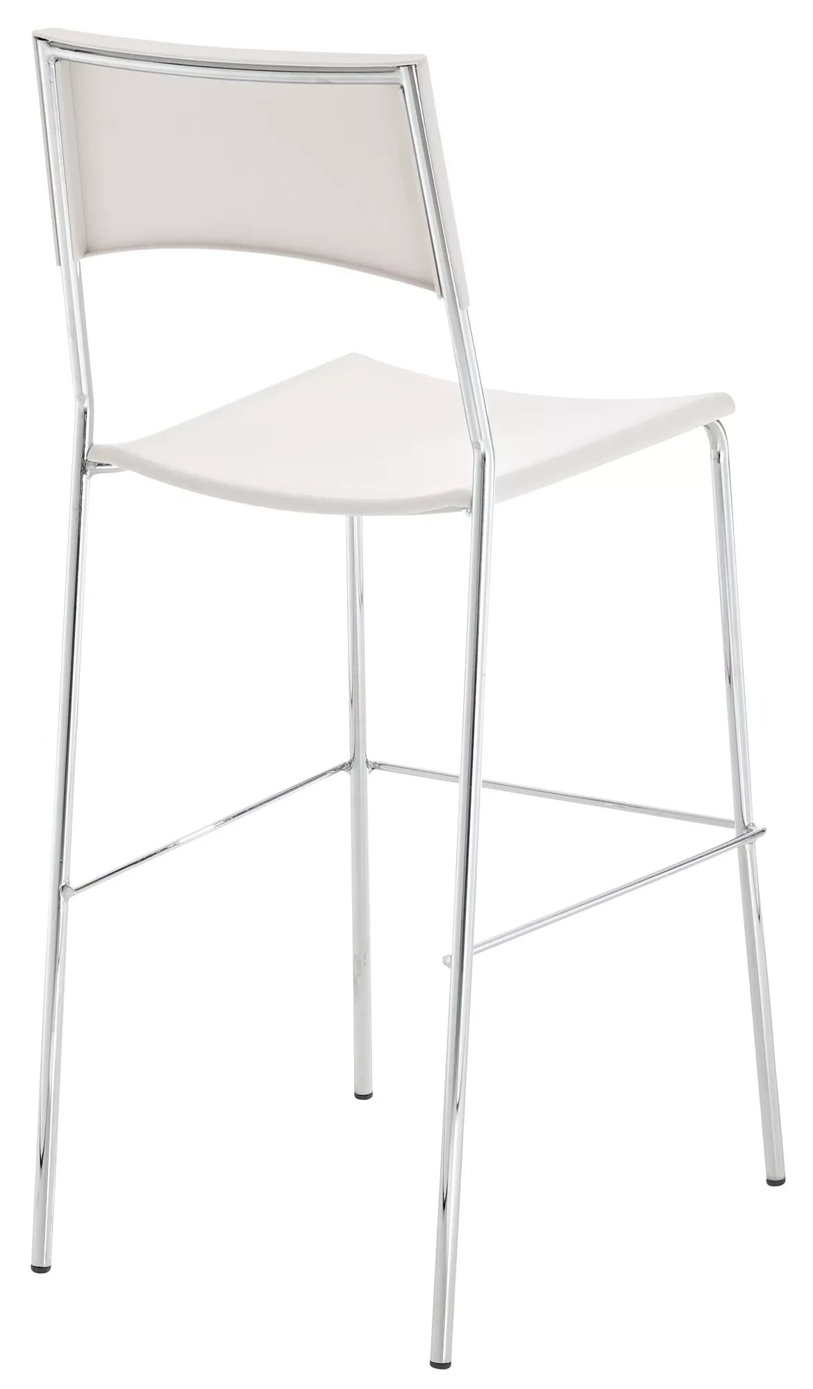 In And OutdoorMatch Barstoel met rugleuning Sim - Set van 1 - Ergonomisch - Barstoelen voor keuken of kantine - Wit - Zithoogte 77cm Barkrukken / hocker