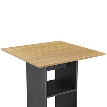 In And OutdoorMatch Bartafel Deven - Met 3 Planken - 70x70x110 cm - Donkergrijs en Houtkleurig - Spaanplaat - Modern Design Bar table