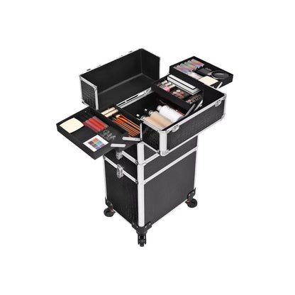 In And OutdoorMatch Beauty Case Monique - Trolley - Cosmetic Case - Aluminium Make-up Case - Beauty Case - Zwart Make-up koffer