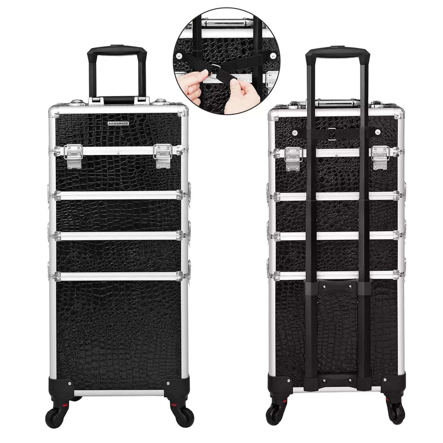 In And OutdoorMatch Beauty Case Monique - Trolley - Cosmetic Case - Aluminium Make-up Case - Beauty Case - Zwart Make-up koffer