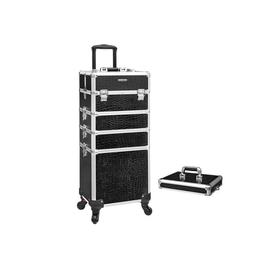 In And OutdoorMatch Beauty Case Monique - Trolley - Cosmetic Case - Aluminium Make-up Case - Beauty Case - Zwart Make-up koffer