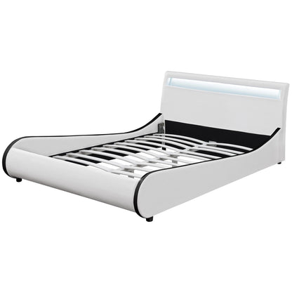 In And OutdoorMatch Bed Ima - LED - Bedframe - Kunstleer - 140x200 cm - Wit - Modern design Bedframe