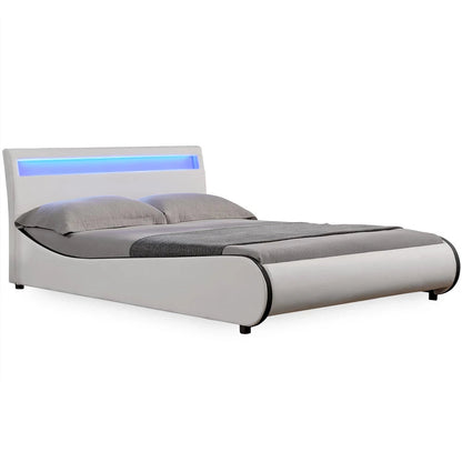 In And OutdoorMatch Bed Luella - LED - Bedframe - Kunstleer - 180x200 cm - Wit - Modern design Bedframe