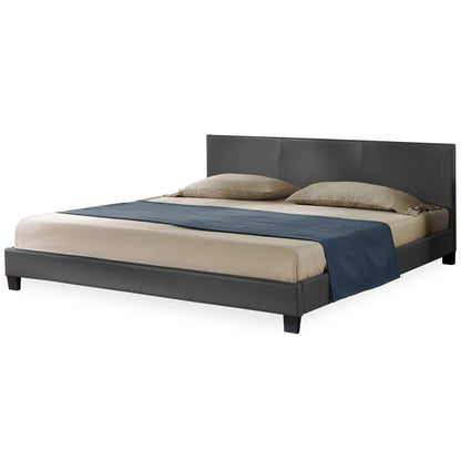 In And OutdoorMatch Bedframe Lauriane - Houten - Met bedbodem - 140x200 - Donkergrijs - Modern design Bedframe