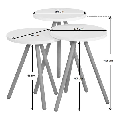 In And OutdoorMatch Bijzettafel Ardith - Set van 3 - Rond - Houtkleurig en Zwart - Spaanplaat en Beuken - Stijlvol Design Bijzetttafel