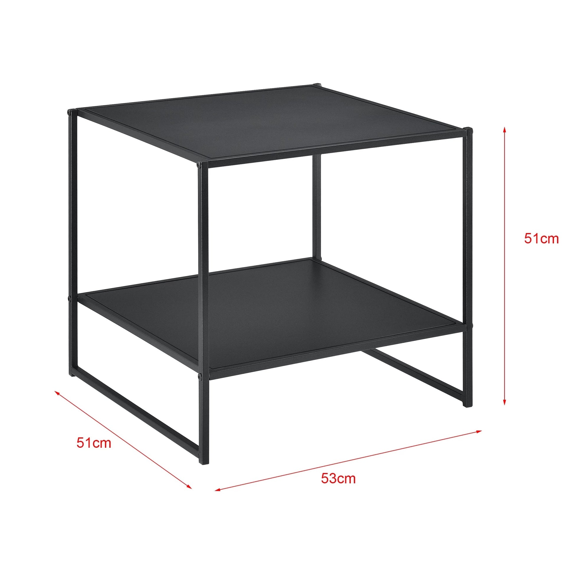 In And OutdoorMatch Bijzettafel Flavie - Met Plank - Metaal - 51x53x51 cm - Zwart - Modern Design Bijzetttafel