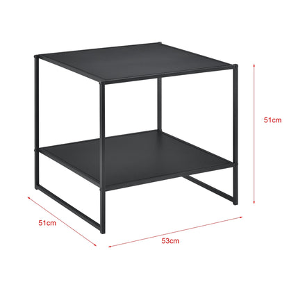 In And OutdoorMatch Bijzettafel Flavie - Met Plank - Metaal - 51x53x51 cm - Zwart - Modern Design Bijzetttafel