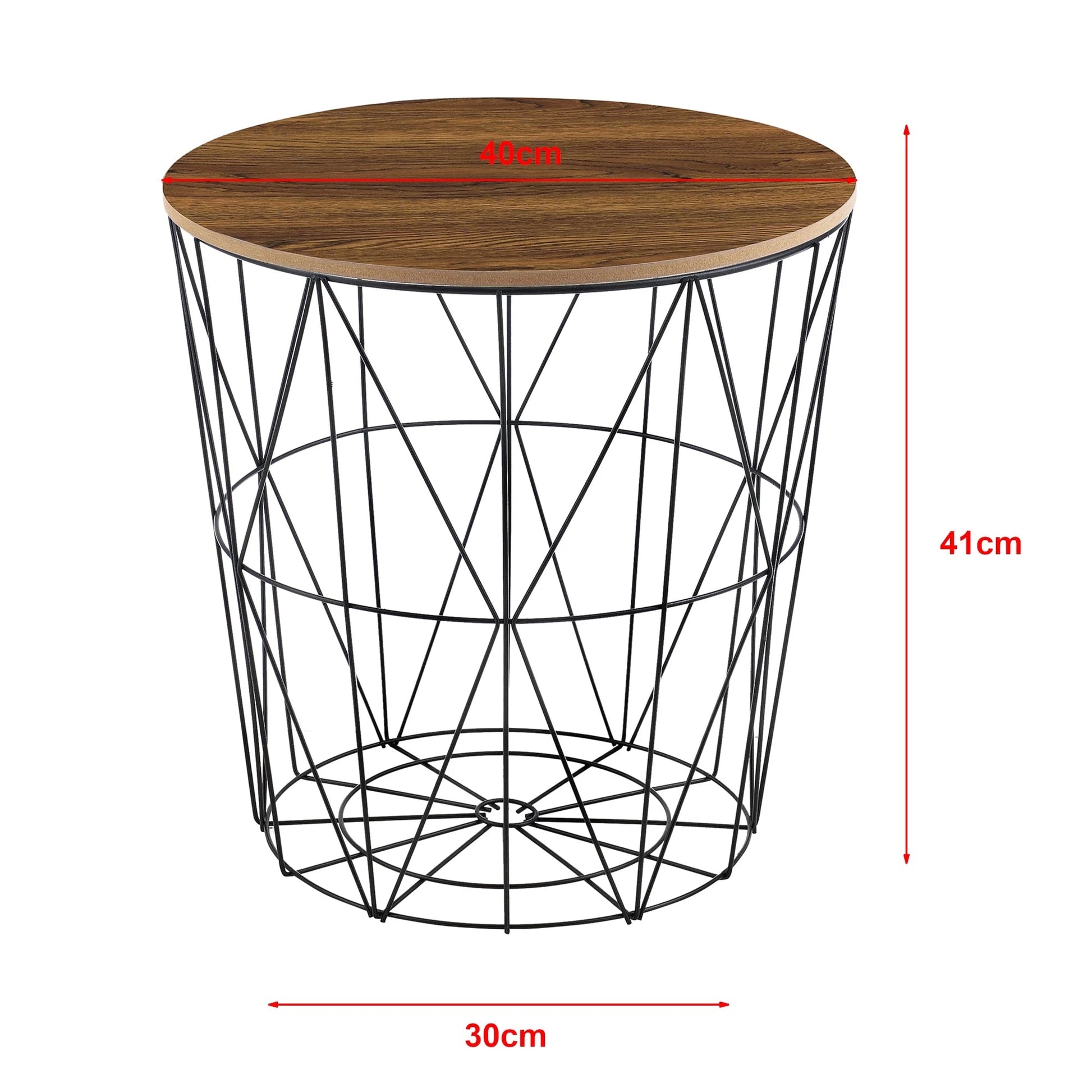 In And OutdoorMatch Bijzettafel Lee - 2-delige set - met afneembaar tafelblad - Zwart en antiek eiken - Modern design Bijzetttafel