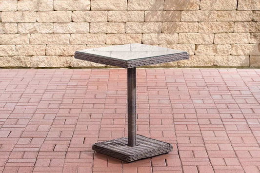 In And OutdoorMatch Bijzettafel Pierce - Glastafel - Tuintafel rotan wicker - Grijs - Salontafel - 59x59x73cm Garden Table