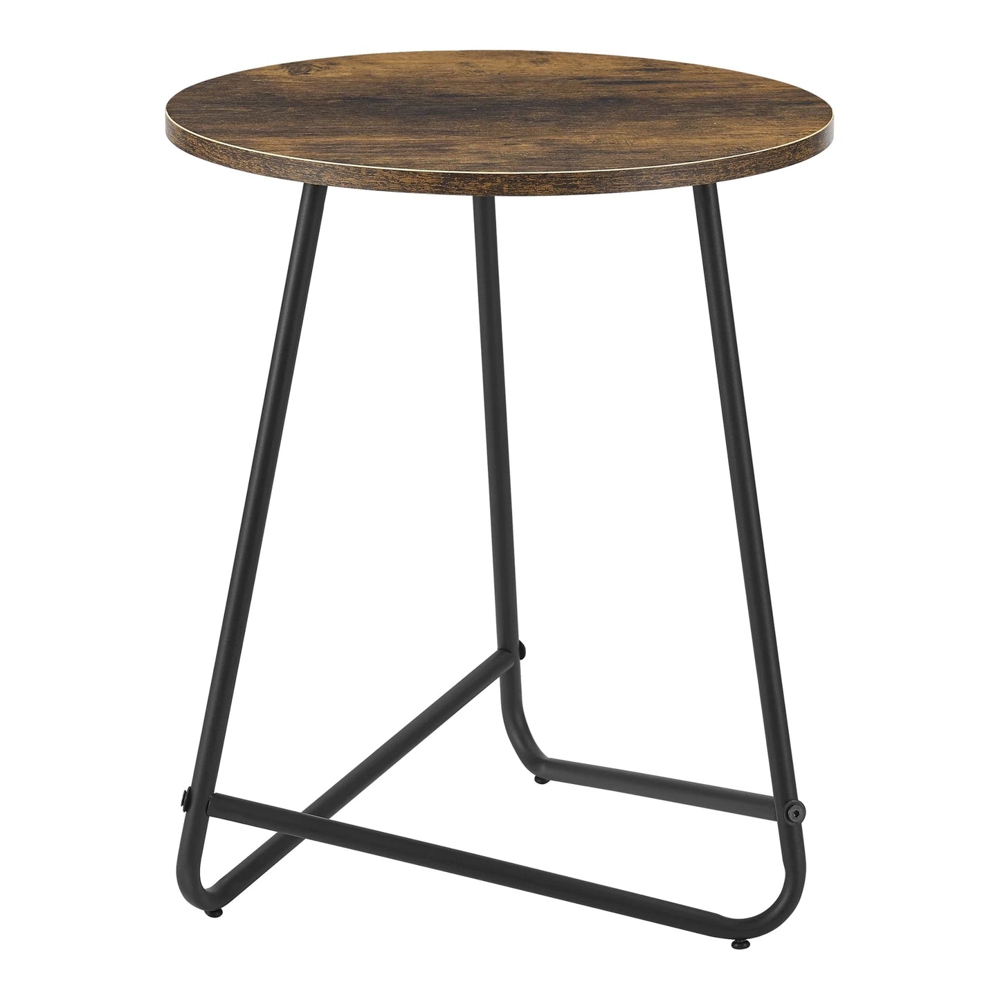 In And OutdoorMatch Bijzettafel Rond Ivy - 55xØ45 cm - Houtkleurig en Zwart - MDF en Metaal Poedercoating - Modern Design Bijzetttafel