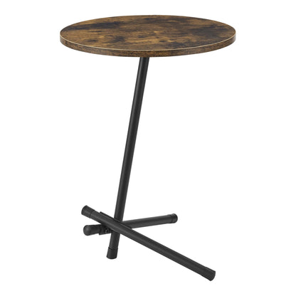 In And OutdoorMatch Bijzettafel Rond Mave - 55xØ40 cm - Houtkleurig en Zwart - MDF en Metaal Poedercoating - Modern Design Bijzetttafel