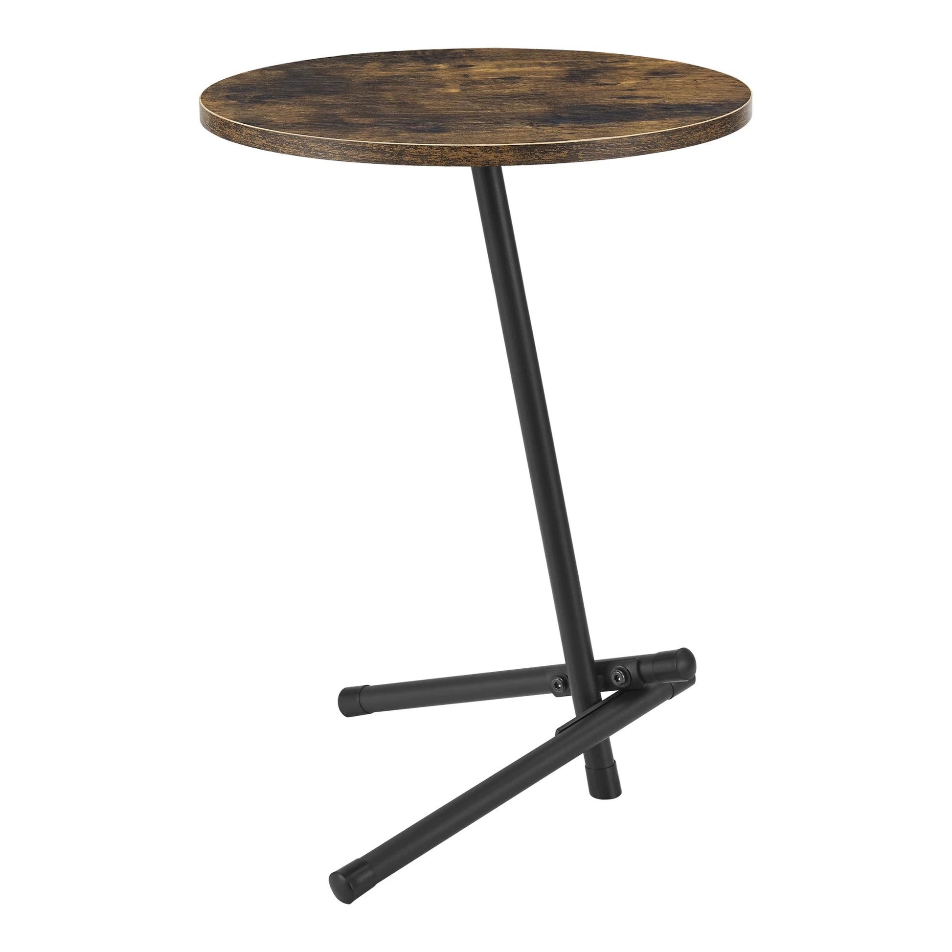 In And OutdoorMatch Bijzettafel Rond Mave - 55xØ40 cm - Houtkleurig en Zwart - MDF en Metaal Poedercoating - Modern Design Bijzetttafel