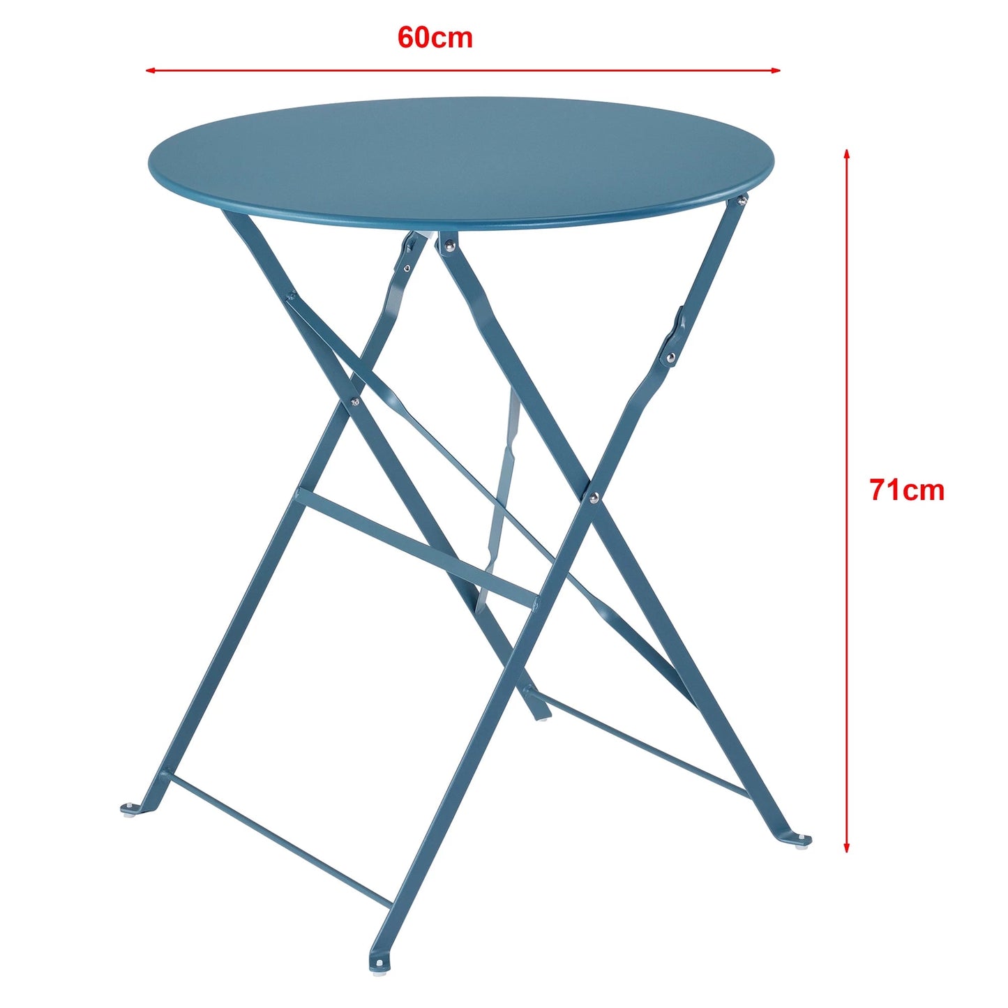 In And OutdoorMatch Bistroset Nola - Metalen Tuintafel - Met 2 Tuinstoelen - Turkoois - Opvouwbaar Garden set