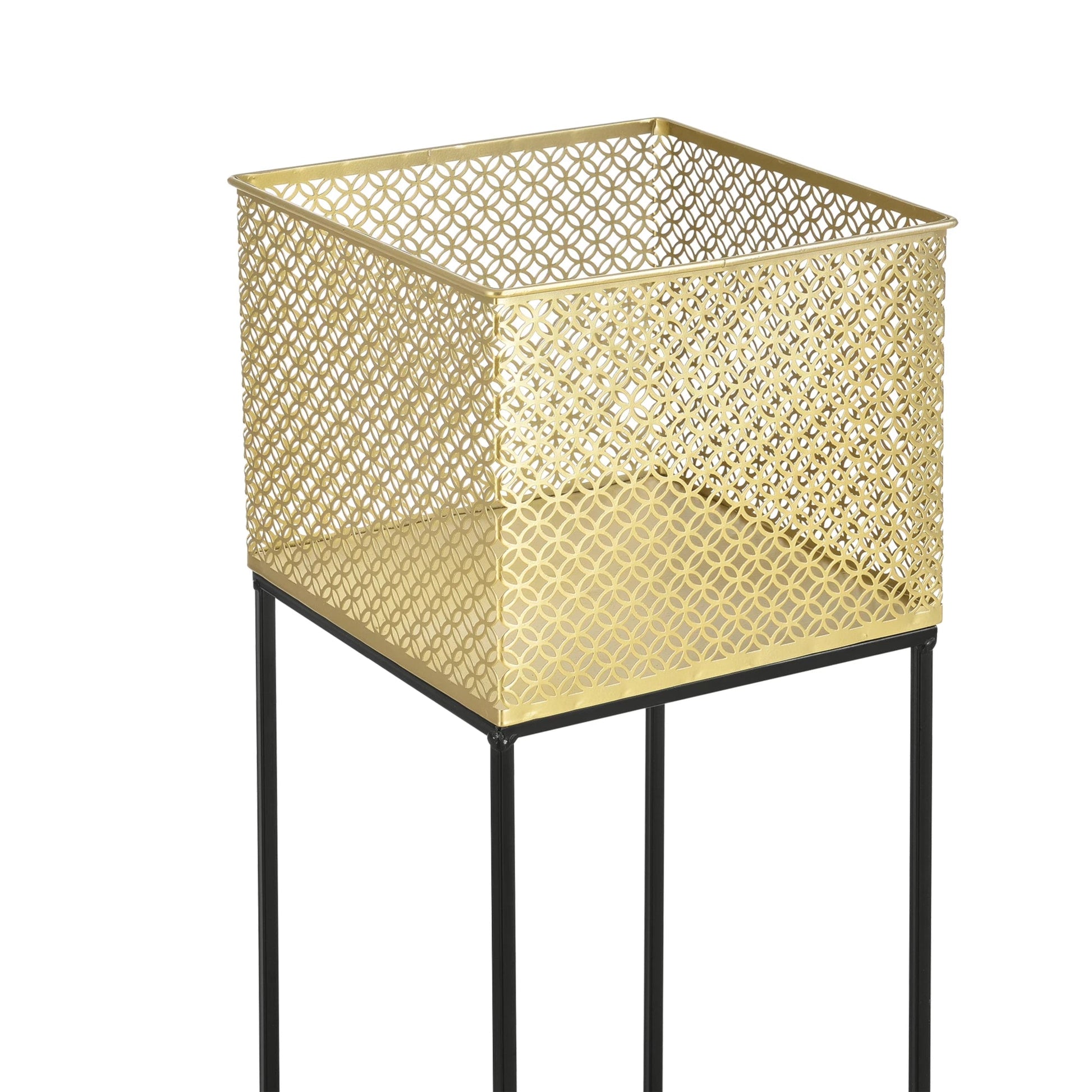 In And OutdoorMatch Bloempot Edyth - Op standaard - Set van 2 - Zwart en Goud - Metaal - Modern design Flowerpot