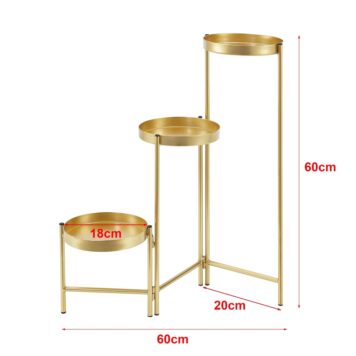 In And OutdoorMatch Bloempot Genesis - Op Standaard - Metaal - 60x60x18 cm - Met 3 Bakken - Modern Design - Messing Flowerpot