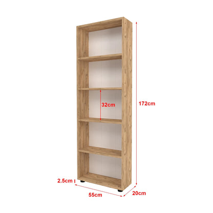 In And OutdoorMatch Boekenkast Jade - 172x55x20cm - Houtkleur - MDF Boekenkast