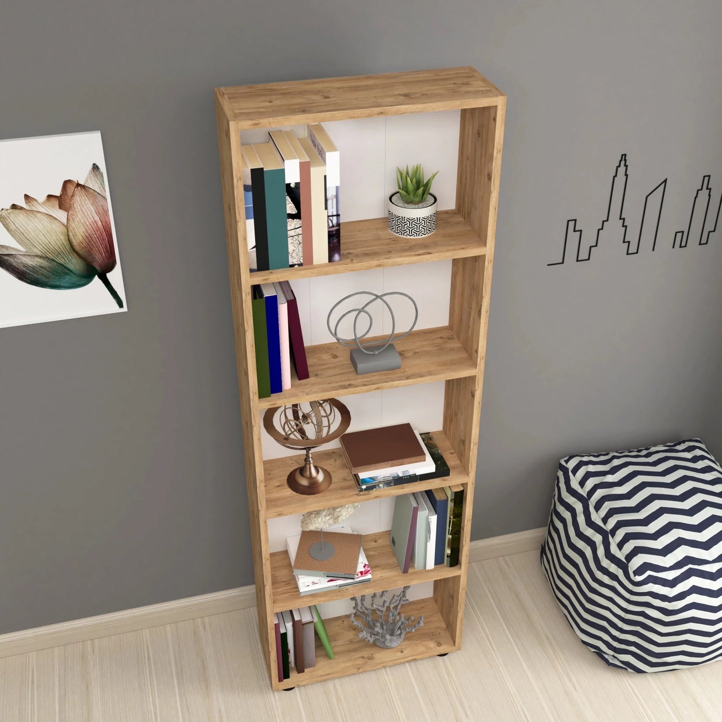 In And OutdoorMatch Boekenkast Jade - 172x55x20cm - Houtkleur - MDF Boekenkast