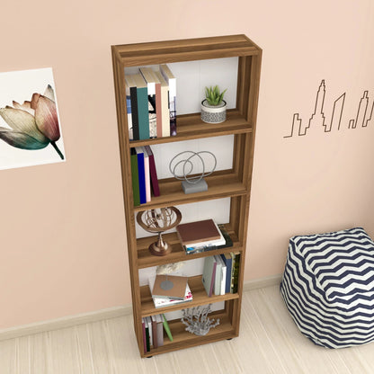 In And OutdoorMatch Boekenkast Plank Marco - 172x55x20 cm - Walnootkleurig - Spaanplaat - Decoratieve Boekenkast Boekenplank