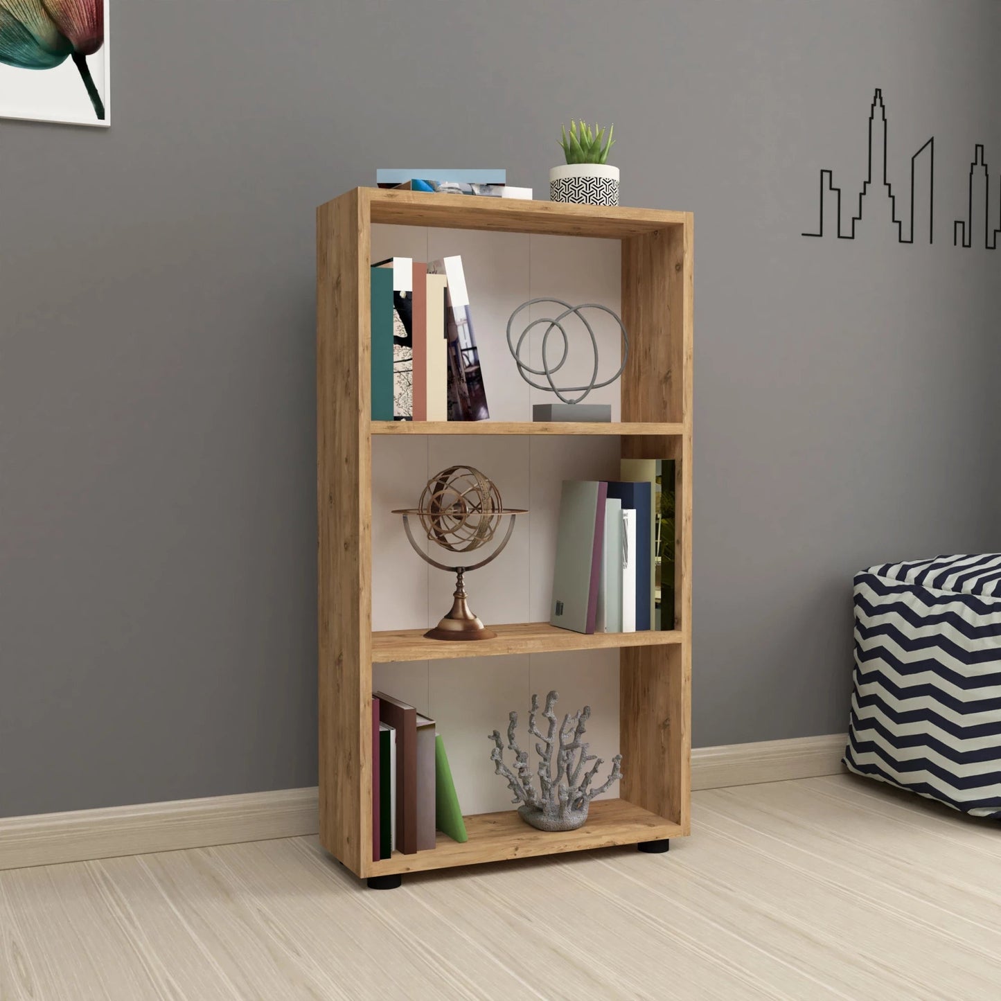 In And OutdoorMatch Boekenkast Plank Wendy - 106x55x20 cm - Eiken - Spaanplaat - Decoratieve Boekenkast Boekenkast