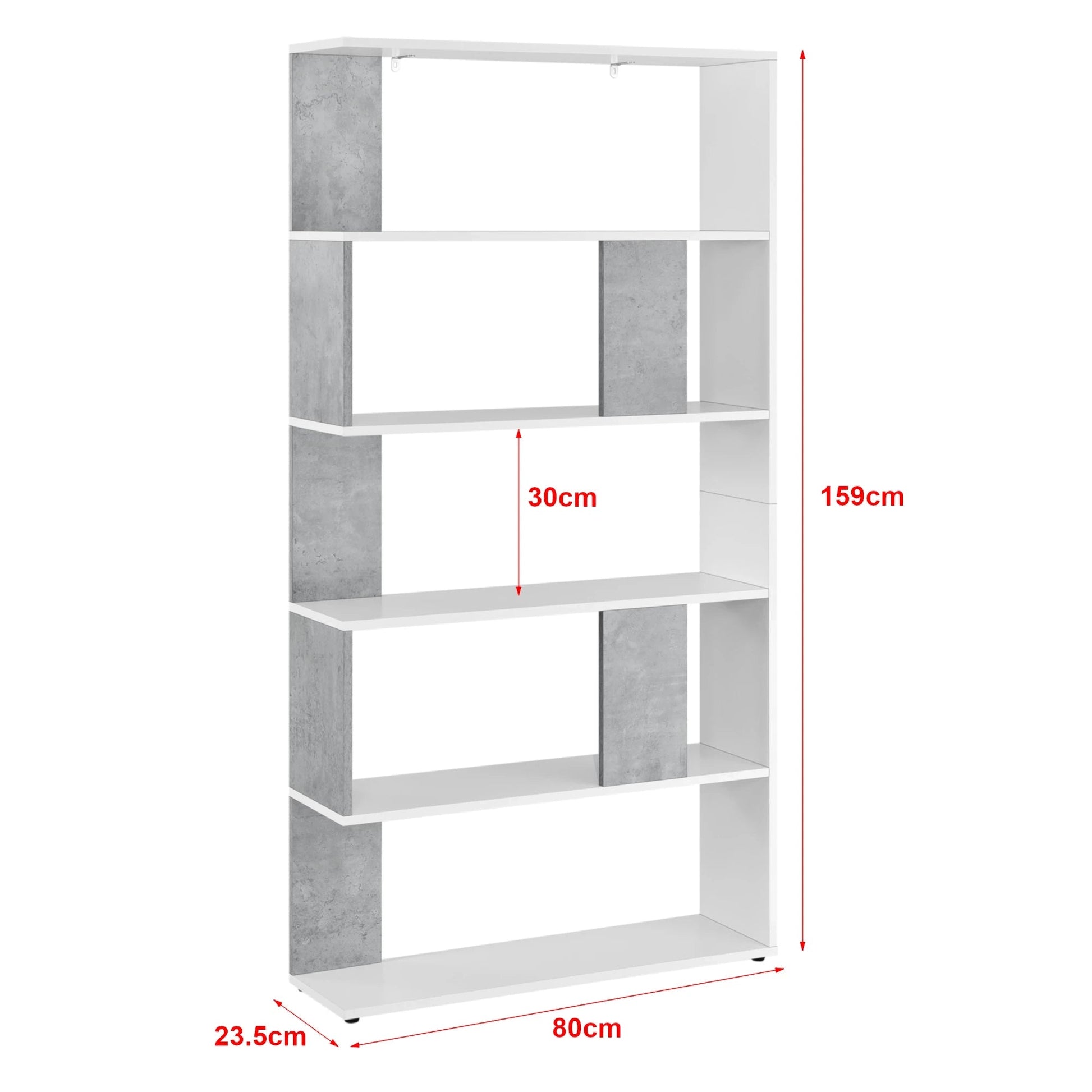 In And OutdoorMatch Boekenkast Plank Zizi -159x80x235cm - Wit - Decoratief Design Boekenkast