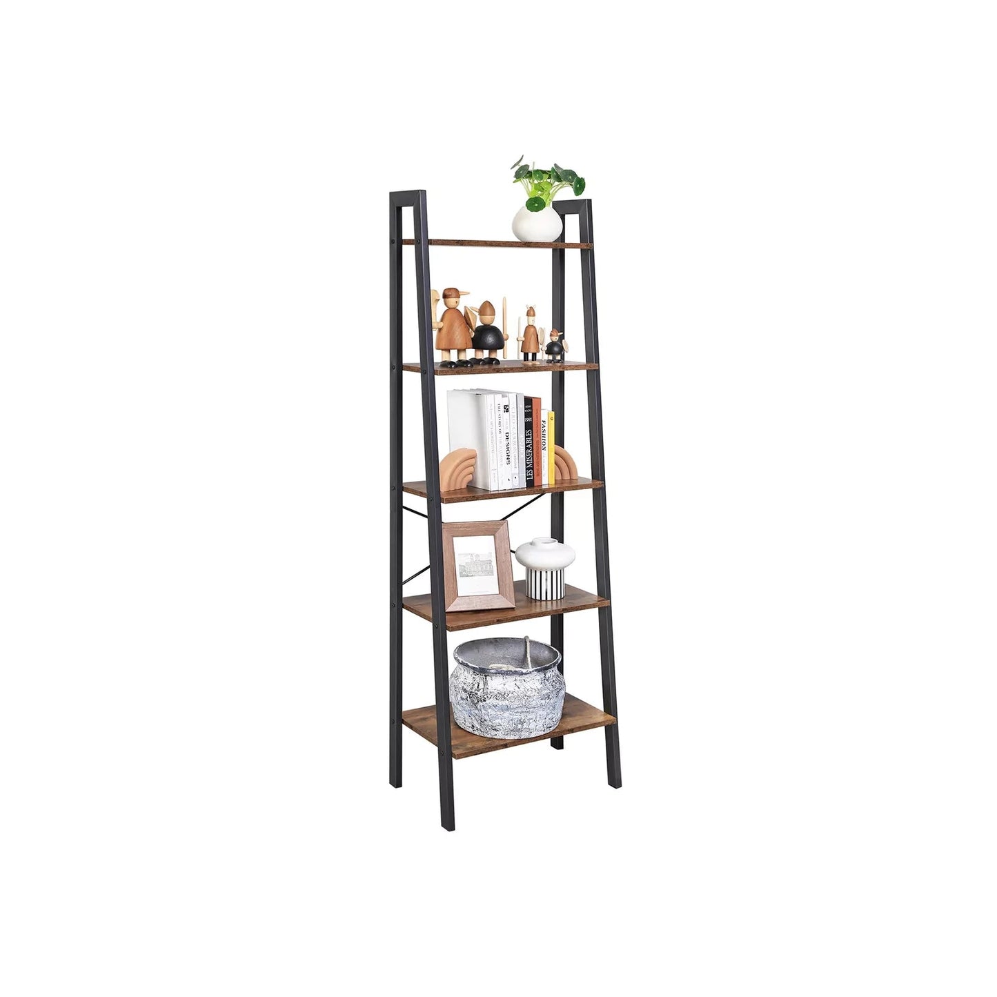 In And OutdoorMatch Boekenkast industrieel Bria - 5 lagen - Bruin - Boekenplank - Woonkamer, slaapkamer en kinderkamer - Hout - MDF - 56x34x172cm Boekenkast