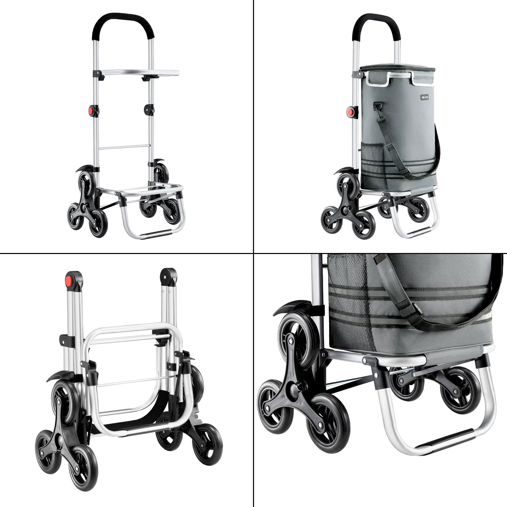 In And OutdoorMatch Boodschappentrolley Yadira - 100x45x36 cm - Donkergrijs - Non-Slip Grip - Opvouwbaar - 41 liter Keuken Trolley