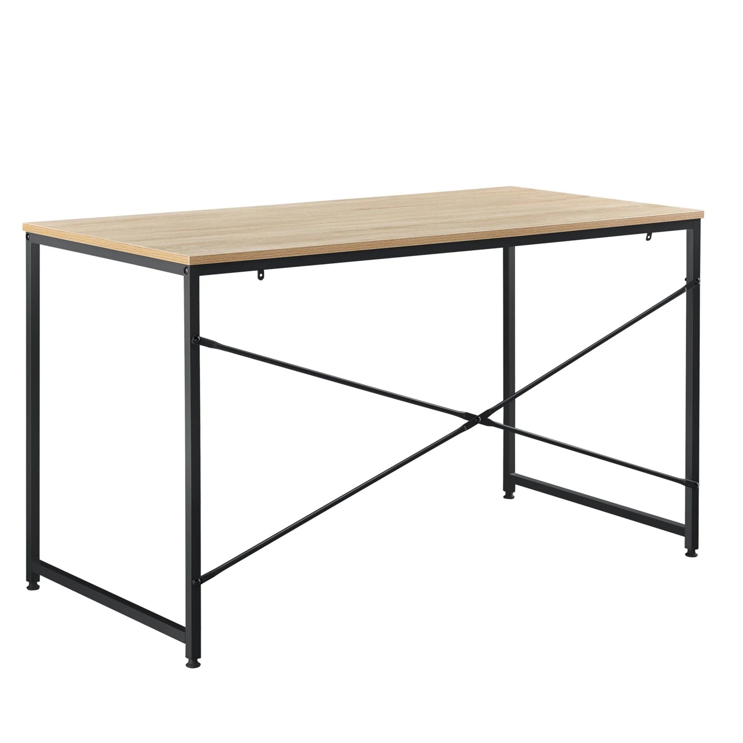 In And OutdoorMatch Bureau Akeem - 120x60x72 cm - Spaanplaat en Metaal - Zwart en Eikenkleurig - Modern Design Desk