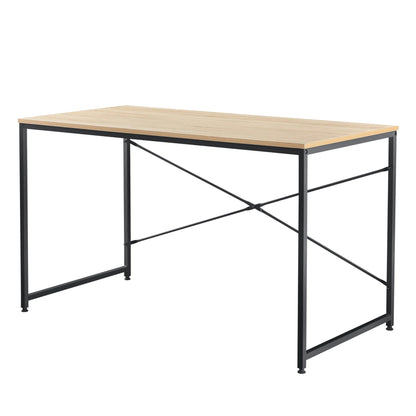 In And OutdoorMatch Bureau Akeem - 120x60x72 cm - Spaanplaat en Metaal - Zwart en Eikenkleurig - Modern Design Desk