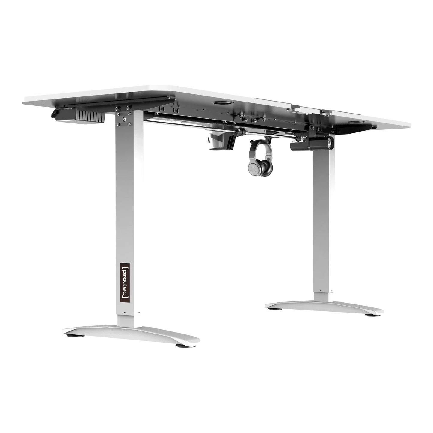 In And OutdoorMatch Bureau Elwyn - Zit Sta Bureau - Elektrisch In Hoogte Verstelbaar - Wit en Zwart - Spaanplaat en Aluminium - Modern Design Desk