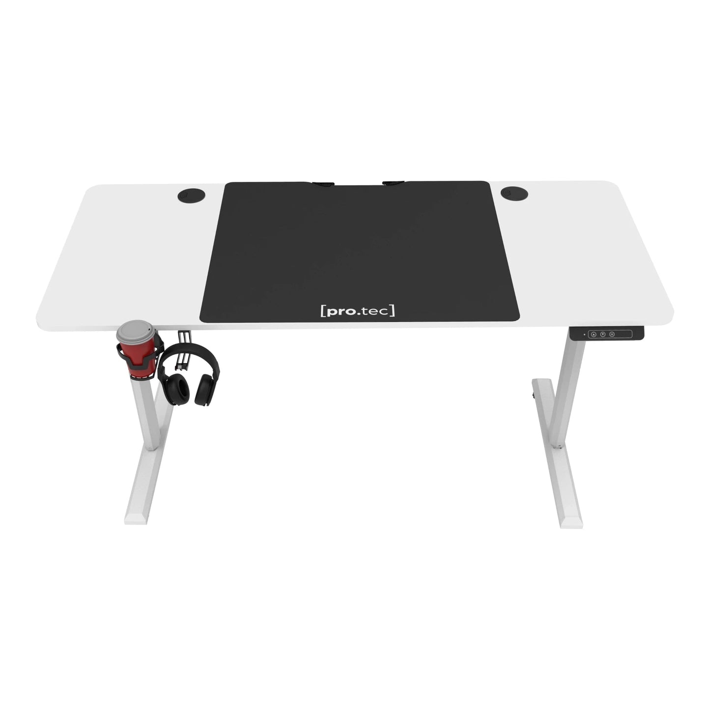 In And OutdoorMatch Bureau Jimmy - Zit Sta Bureau - Elektrisch Verstelbaar - Wit en Zwart - 140x60x72-117 cm Desk