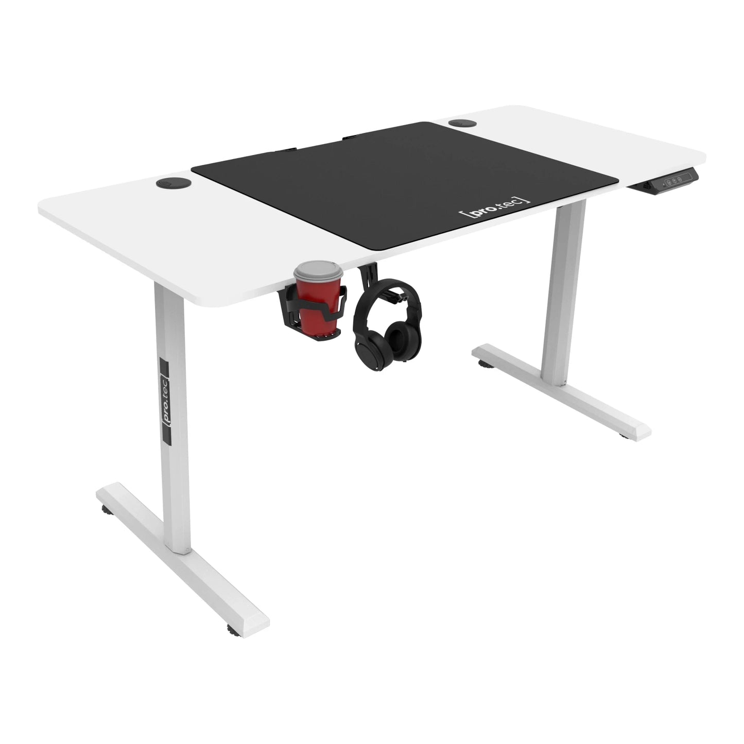 In And OutdoorMatch Bureau Jimmy - Zit Sta Bureau - Elektrisch Verstelbaar - Wit en Zwart - 140x60x72-117 cm Desk