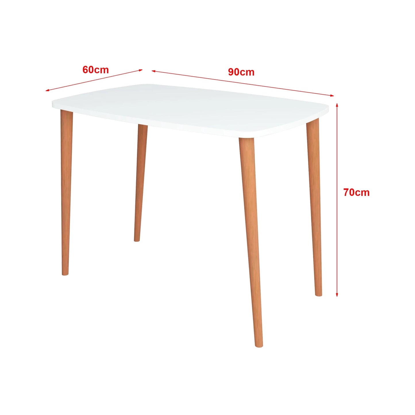 In And OutdoorMatch Bureau Memo - Laptoptafel - 70x90x60 cm - Wit en Houtkleurig - Spaanplaat en Beukenhout - Stijlvol Design Desk