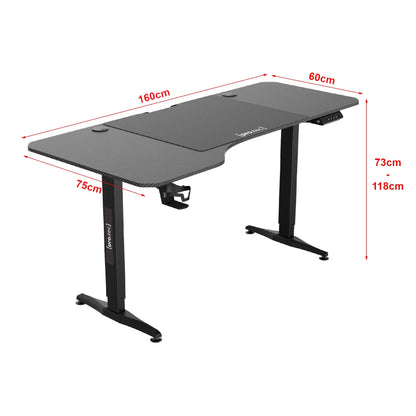 In And OutdoorMatch Bureau Nola - Zit Sta Bureau - Elektrisch In Hoogte Verstelbaar - Zwart - Spaanplaat en Aluminium - Modern Design Desk