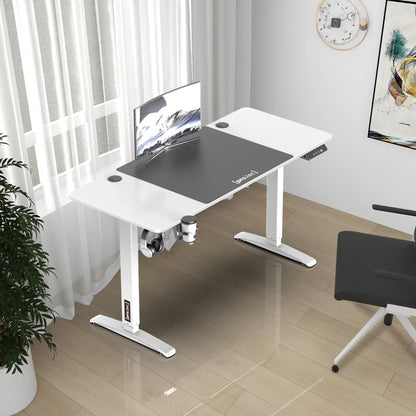 In And OutdoorMatch Bureau Retha - Zit Sta Bureau - Elektrisch In Hoogte Verstelbaar - Wit en Zwart - Spaanplaat en Aluminium - Modern Design Desk