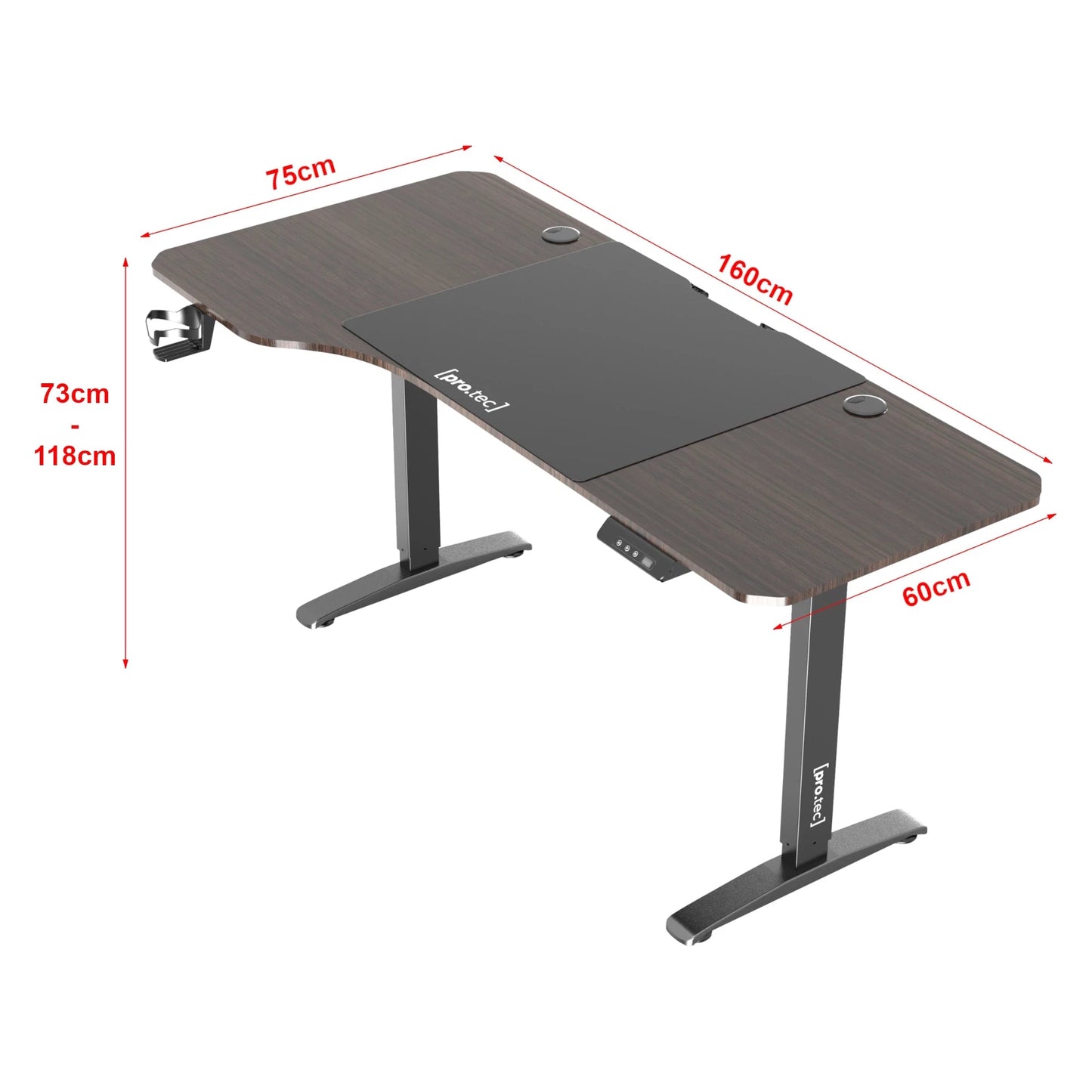 In And OutdoorMatch Bureau Willard - Zit Sta Bureau - Elektrisch In Hoogte Verstelbaar - Walnoot en Zwart - Spaanplaat en Aluminium - Modern Design Desk